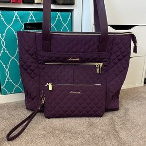 Purple Quilted Tote Bag and wristlet by Lovevook
